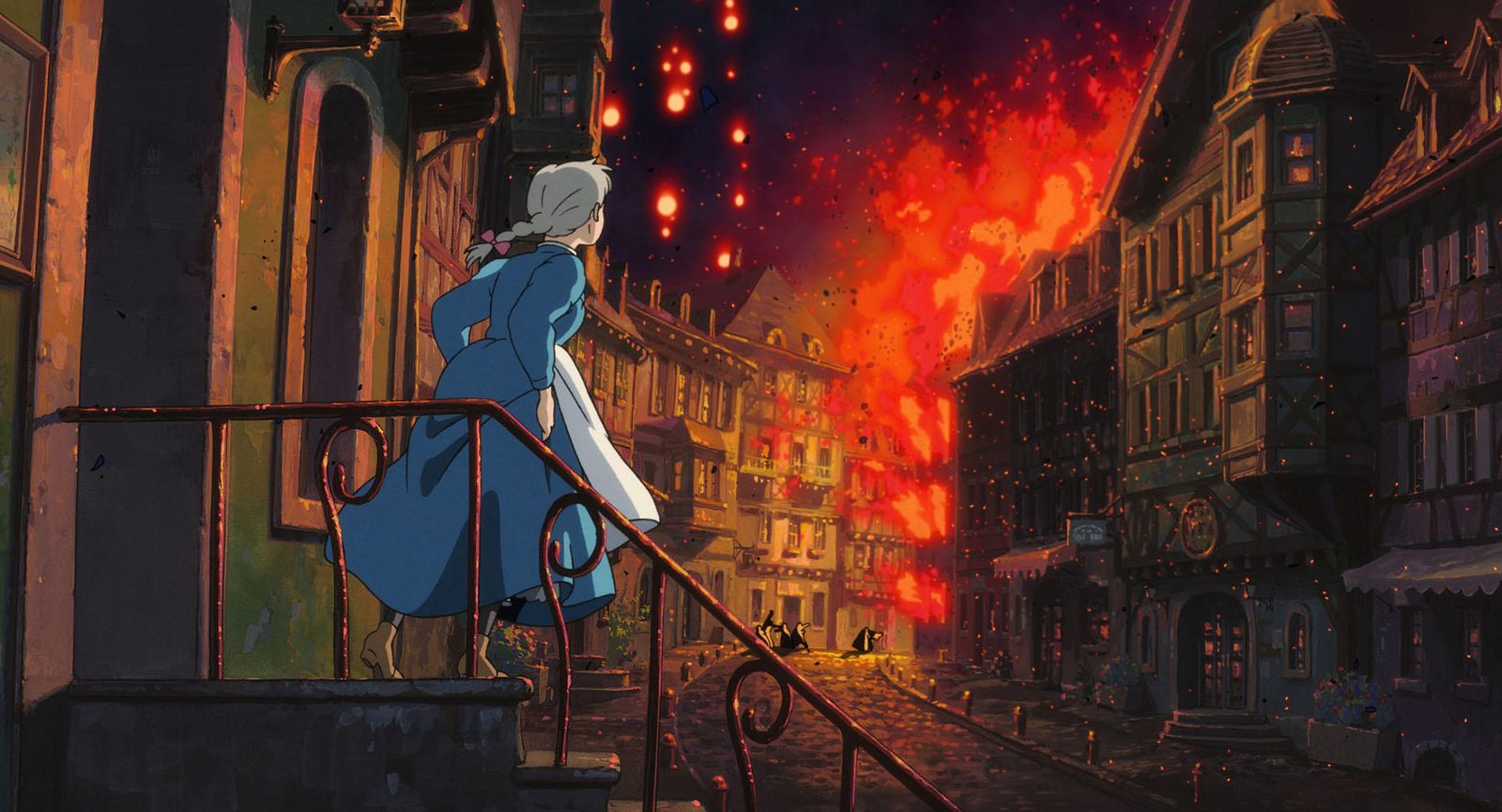 La ciudad arde durante los bombardeos