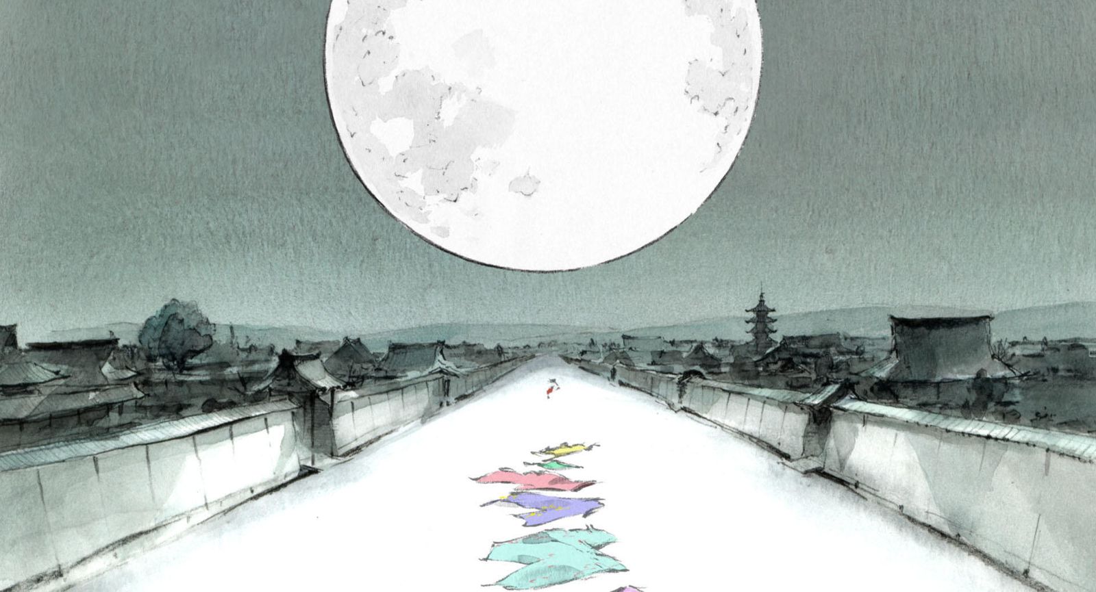 La luna llena sobre el río de la capital