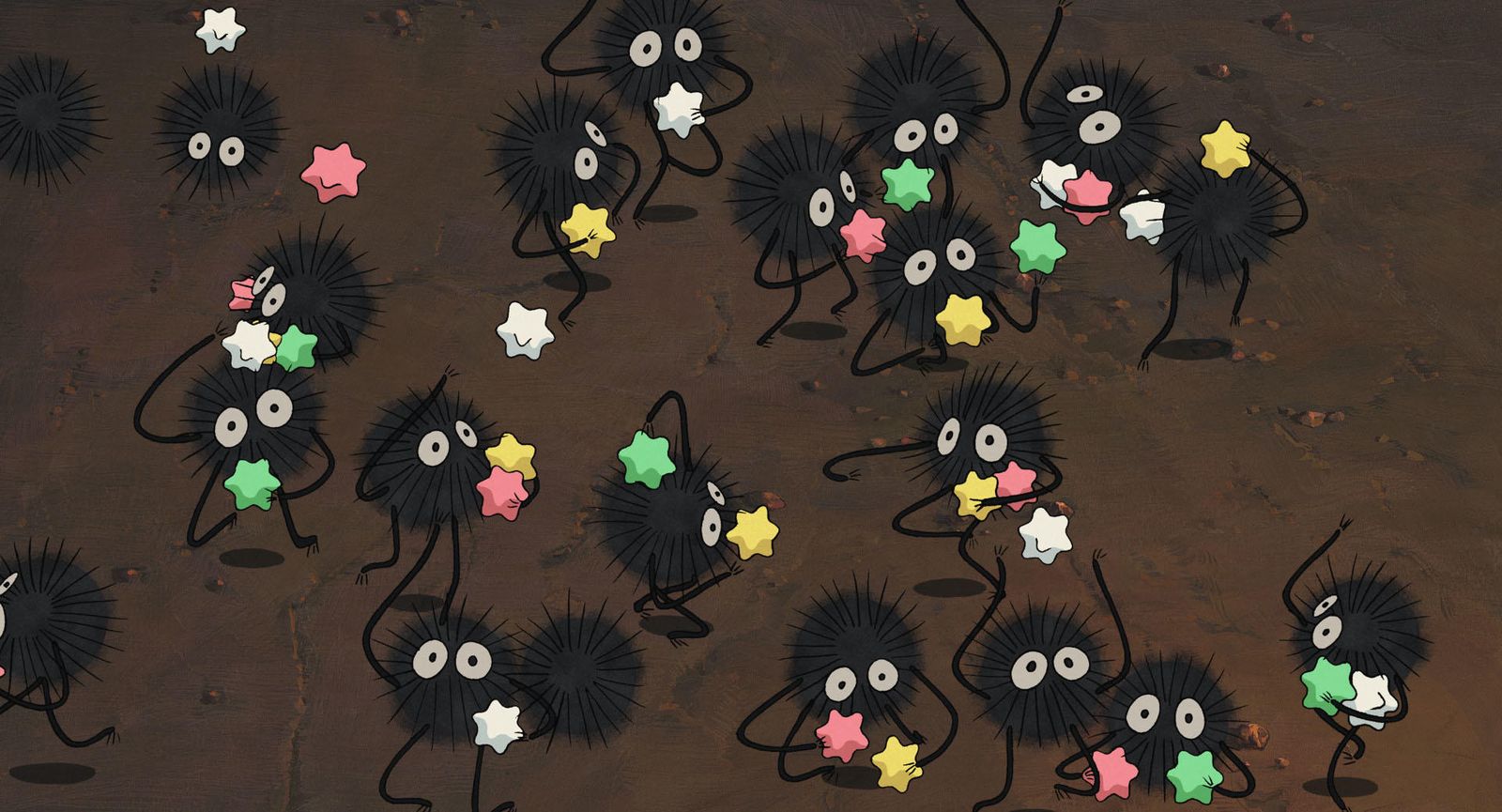 Los susuwatari cargan carbón bajo la caldera