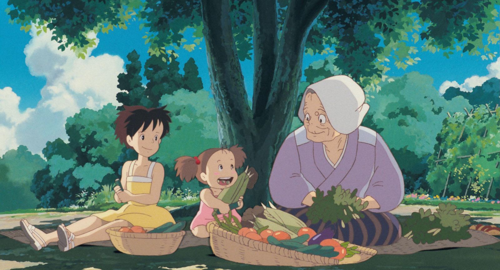 Comida en el campo con la abuela vecina