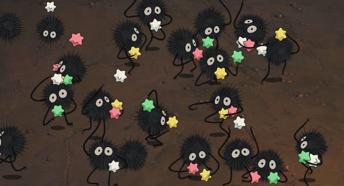 Los susuwatari cargando carbón