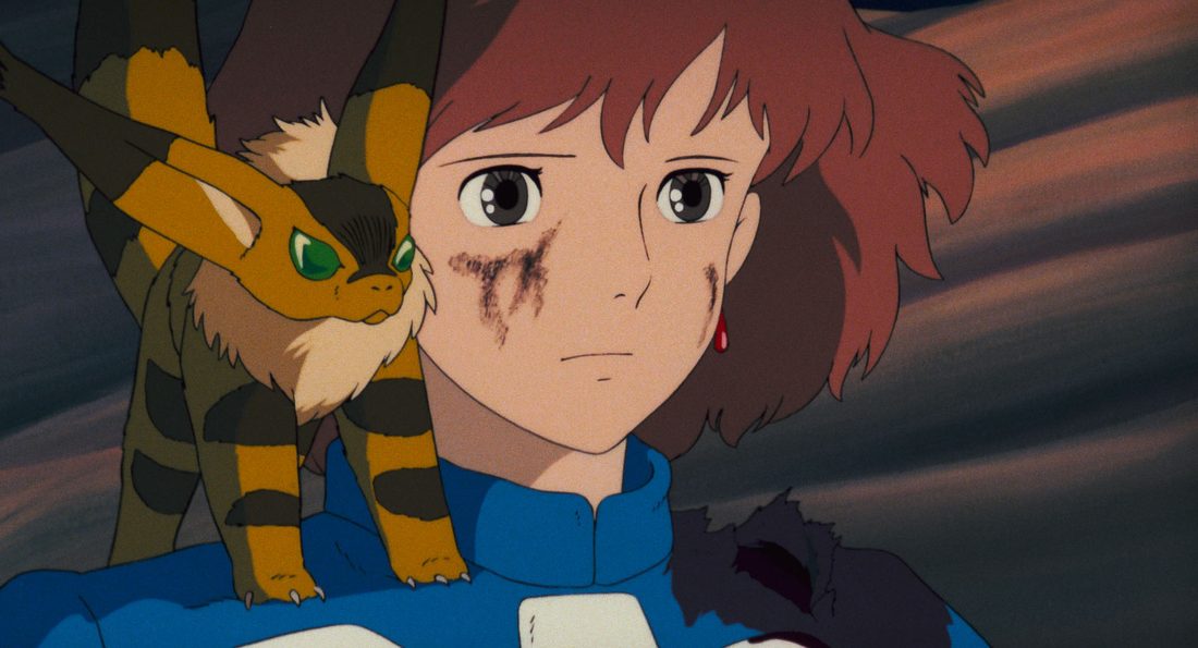 Teto, con el hocico junto a la mejilla de Nausicaä
