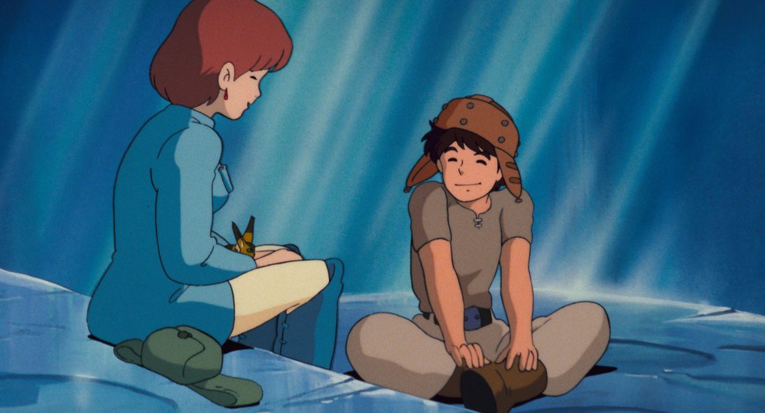 Asbel, sentado con Nausicaä en el fondo del bosque