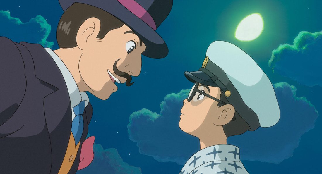 Caproni habla con el joven Jirō en un sueño nocturno
