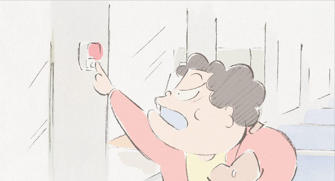 Matsuko enciende la luz bostezando, recién levantada