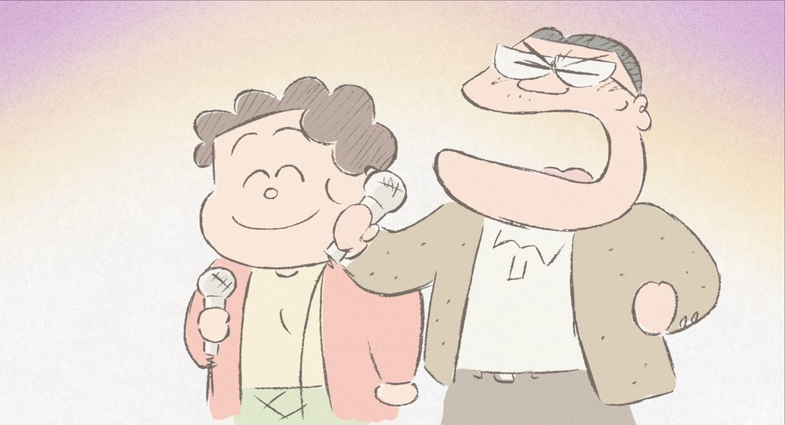 Matsuko se come un helado mientras Takashi le habla al oído