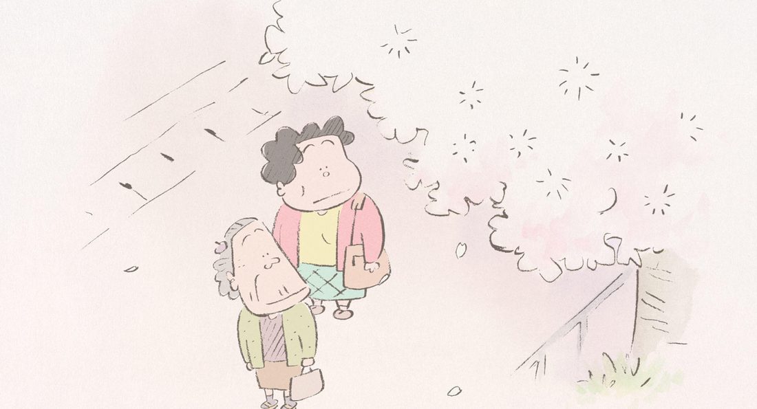 La abuela Shige y Matsuko, bajo los cerezos en flor