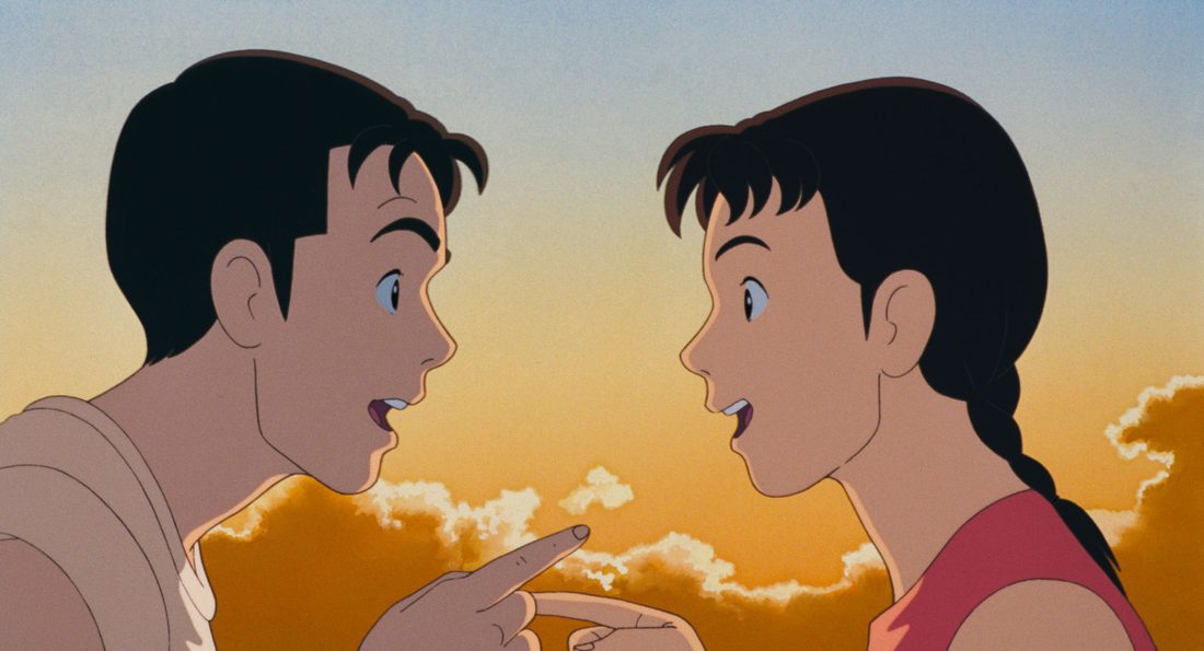 Toshio y Taeko charlan a la luz del atardecer