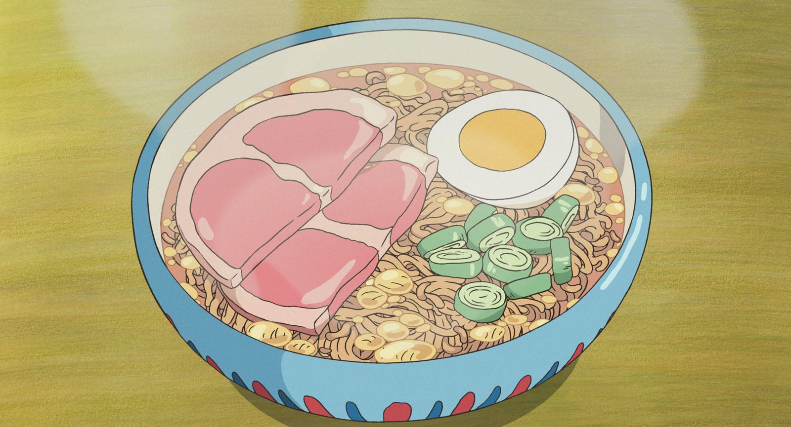 El cuenco de ramen con jamón y huevo